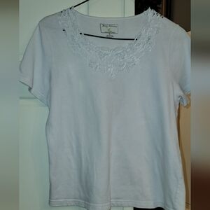 Jane Ashley White Lace Accent Tee